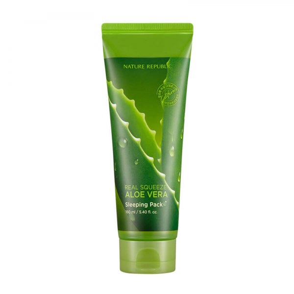 

маска ночная для лица с экстрактом алоэ nature republic real squeeze aloe vera sleeping pack
