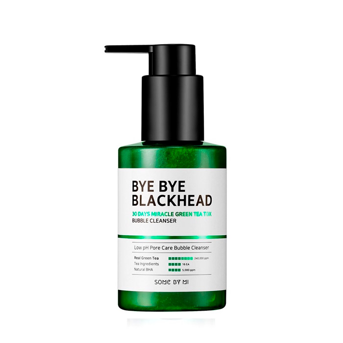 

пенка-маска от черных точек some by mi bye bye blackhead 30 days miracle green tea tox bubble cleanser